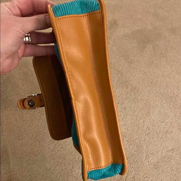 Bath & Body Works Tan and Turquoise Handbag with Corduroy Fabric - Picture 6 of 15